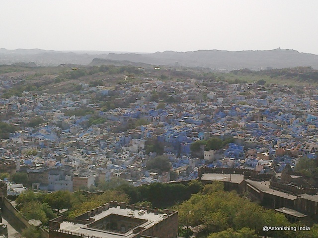 Blue houses seen from fort