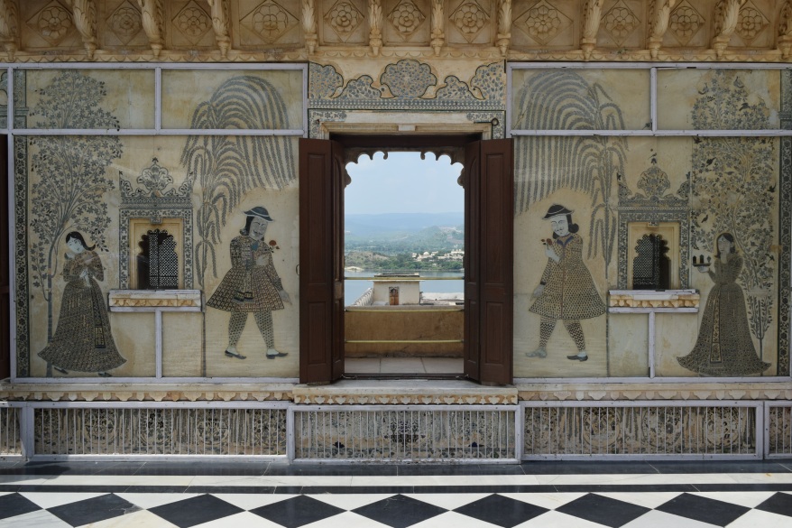 Wall paintings protected by glass panels