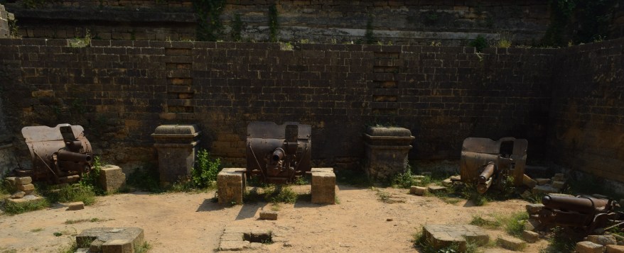Armoured guns lying in a state of neglect