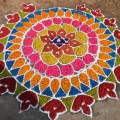 kolam made from dyed radish, bottle gourd and&nbsp;beetroot