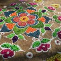 dyed peas and other vegetables for&nbsp;kolam