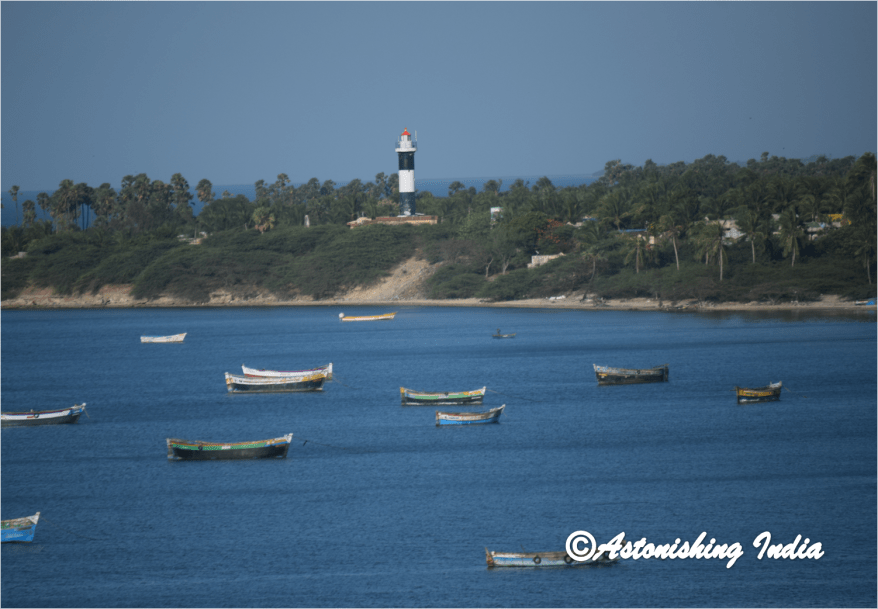 View of Pamban lighthouse from road bridge