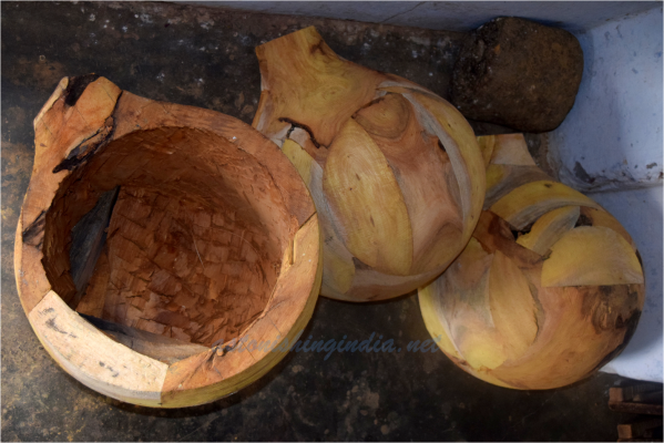 The initial bowls of jackfruit wood for Veena