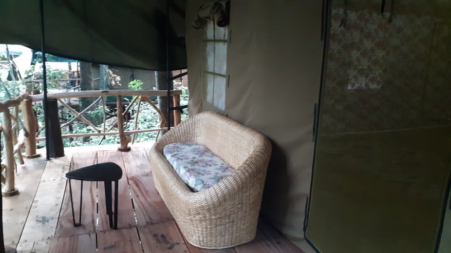 wooden deck outside the tent