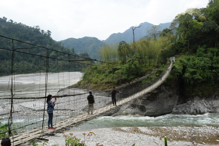 Suspension bridge over Yamne river